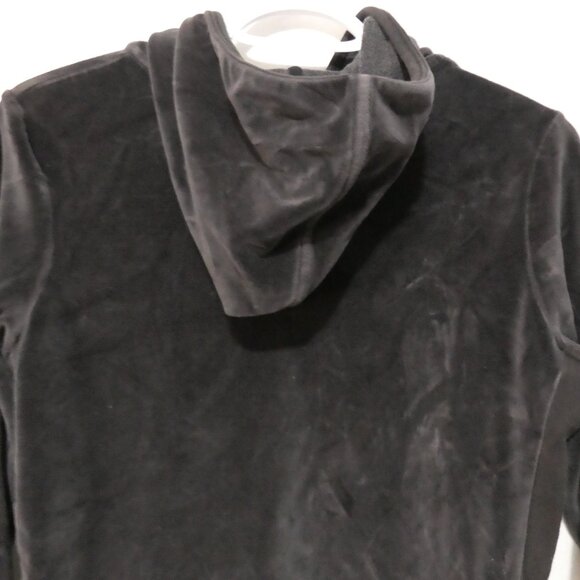 Y2K - GAP - Stretch | medium | Black Zip-Up Velour Hooded Jacket | Pockets - Picture 12 of 16